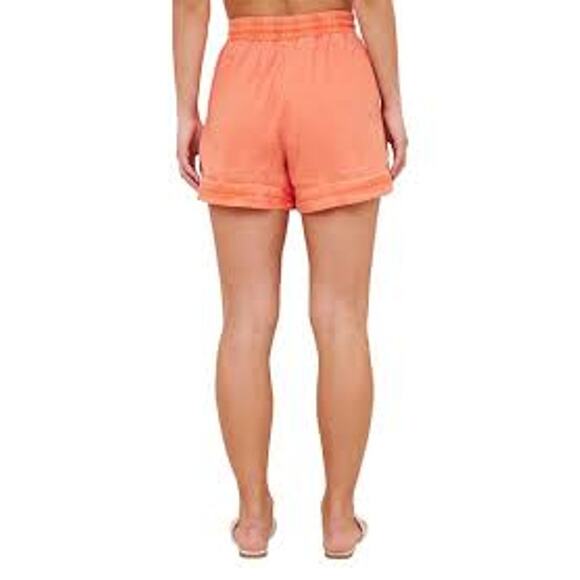 Bella Dahl Seamed Hem Shorts Mandarin Orange B3478-654-303 Small S NEW - Picture 6 of 7